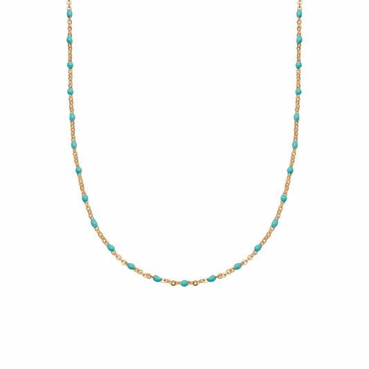 Treasures Turquoise Beaded Necklace 18ct Gold Plate