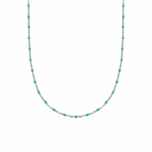 Treasures Turquoise Beaded Necklace Sterling Silver