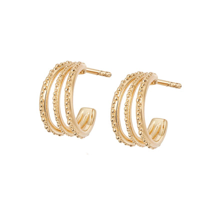 Triple Huggie Hoop Earrings 18ct Gold Plate