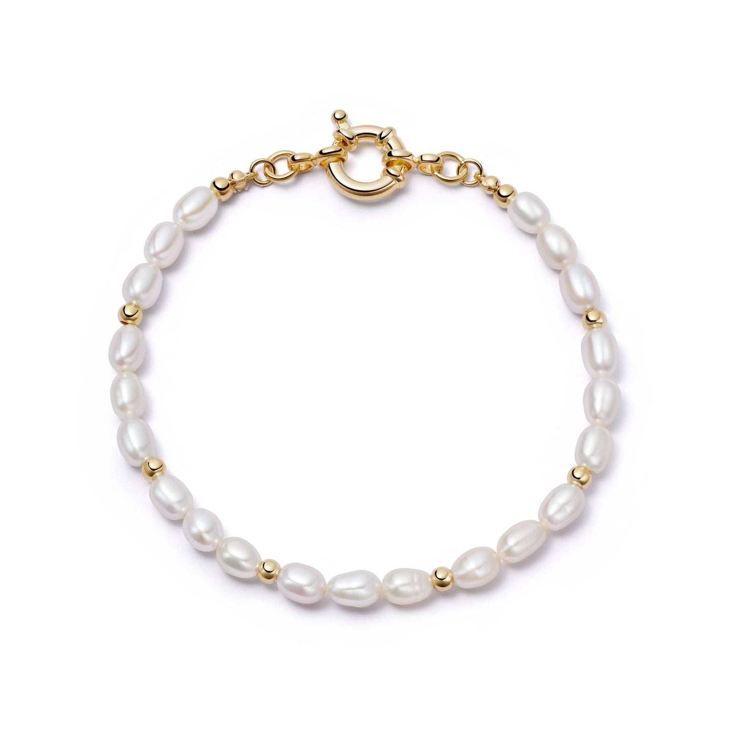 Pearl Beaded Chain Bracelet 18ct Gold Plate