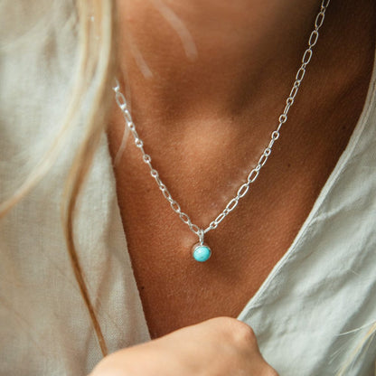 Turquoise Chunky Healing Stone Necklace Sterling Silver