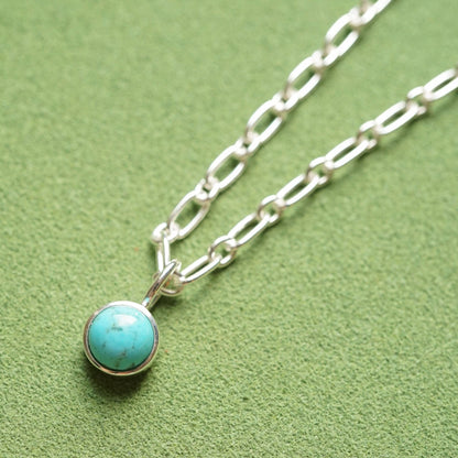 Turquoise Chunky Healing Stone Necklace Sterling Silver