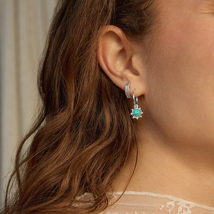 Turquoise Healing Stone Charm Earrings Sterling Silver