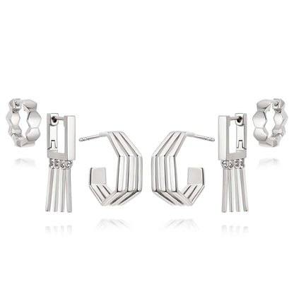 Ultimate Silver Siren Huggie Earring Stack