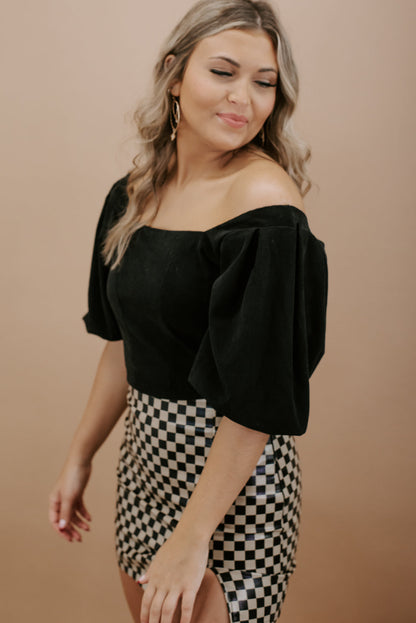 The Latest Corduroy Crop Top, Black