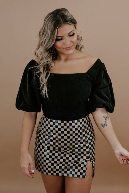 The Latest Corduroy Crop Top, Black