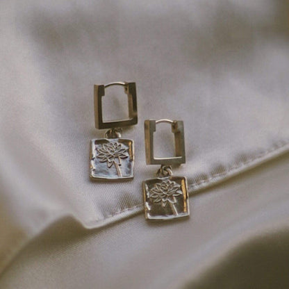 Water Lily Drop Earrings Sterling Silver