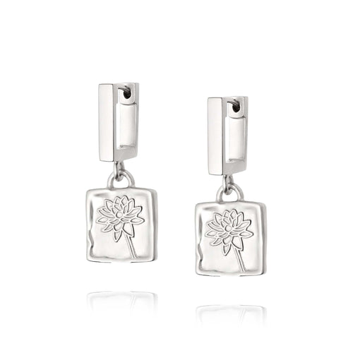 Water Lily Drop Earrings Sterling Silver