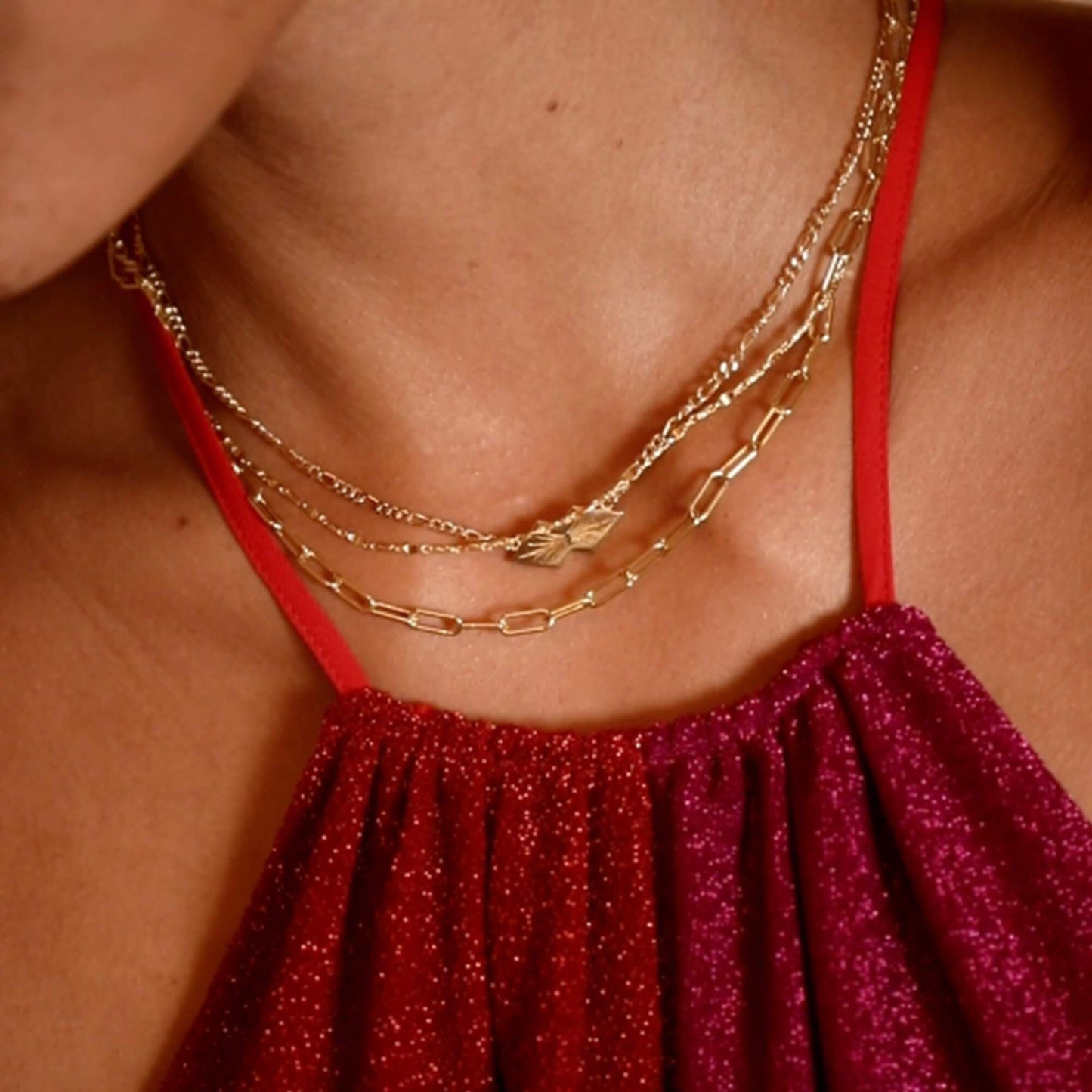 Mini Engraved Leaf Necklace 18ct Gold Plate