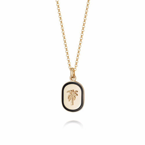 Palm Enamel Necklace 18ct Gold Plate